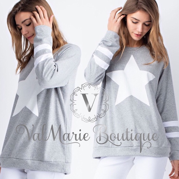 STAR GAZER heather grey and white star top - Picture 2 of 3